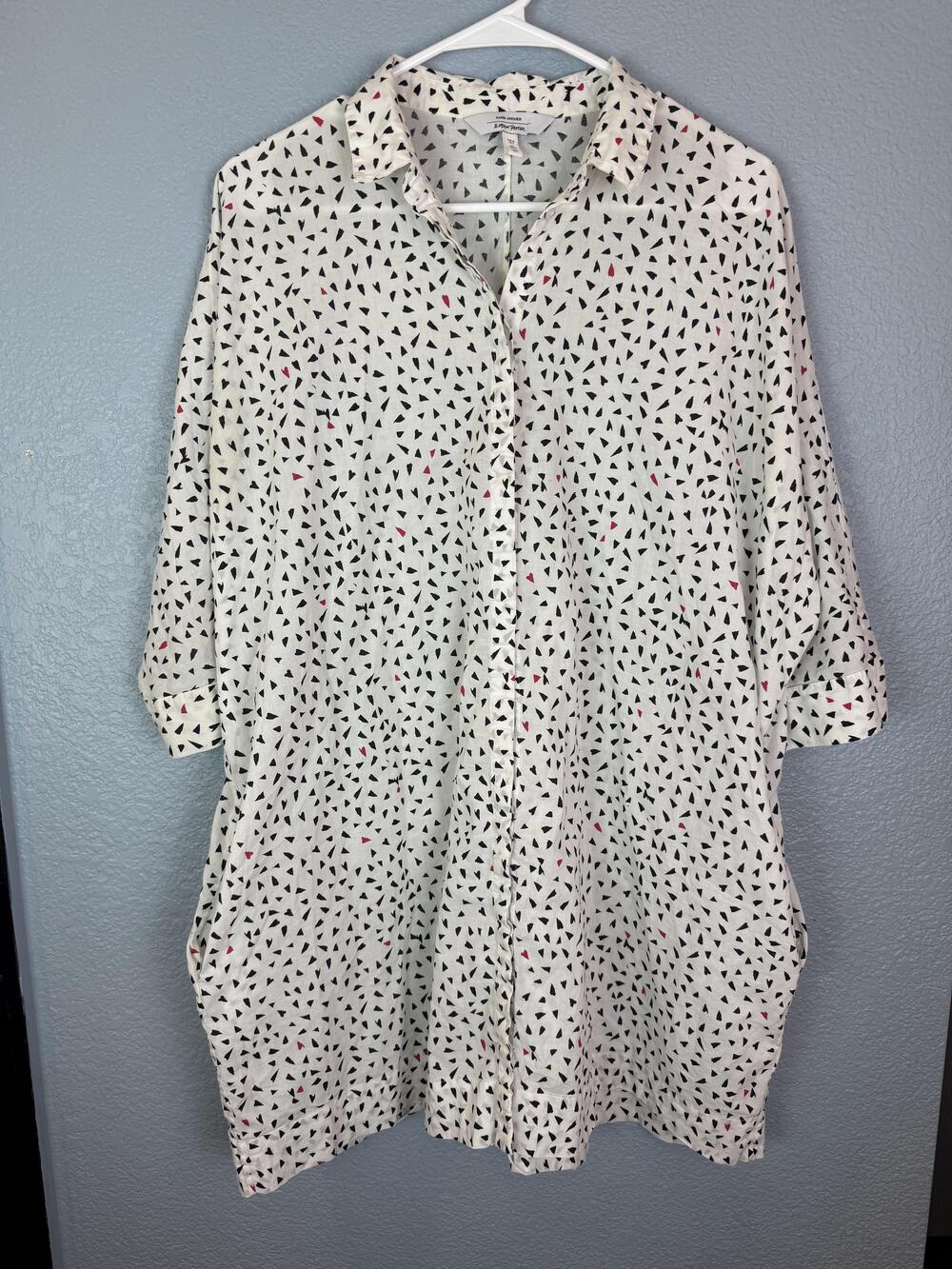 & Other Stories Shirt Womens Small Abstract Print Button Up Pockets Blouse Top